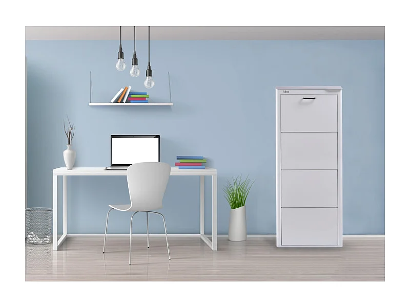 Scarpiera KIBO, 4 scomparti, per 12 Paia di Scarpe, bianco, nero o sabbia