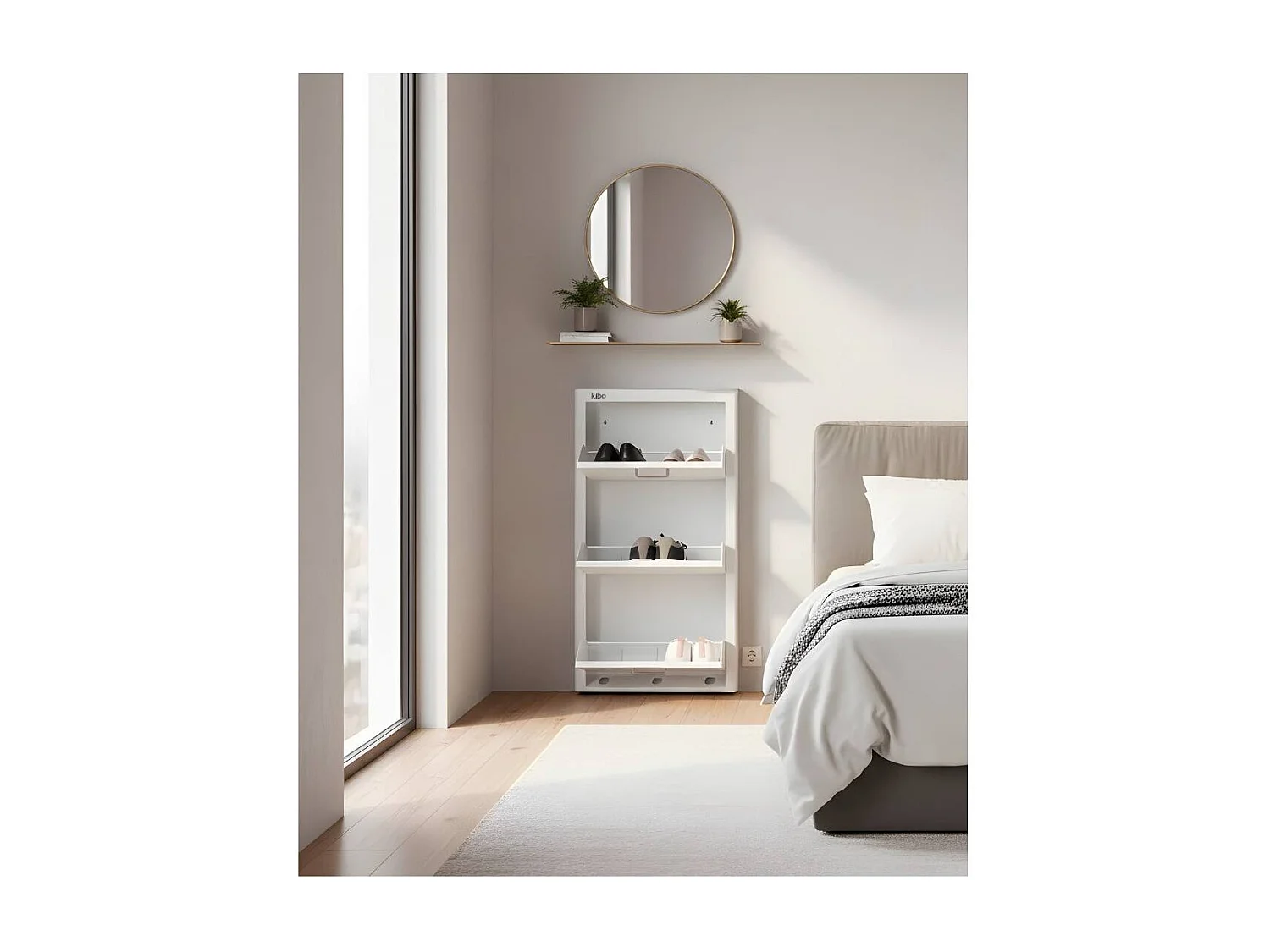 Scarpiera a ribalta KIBO slim salvaspazio 3 scomparti fino a 9 paia