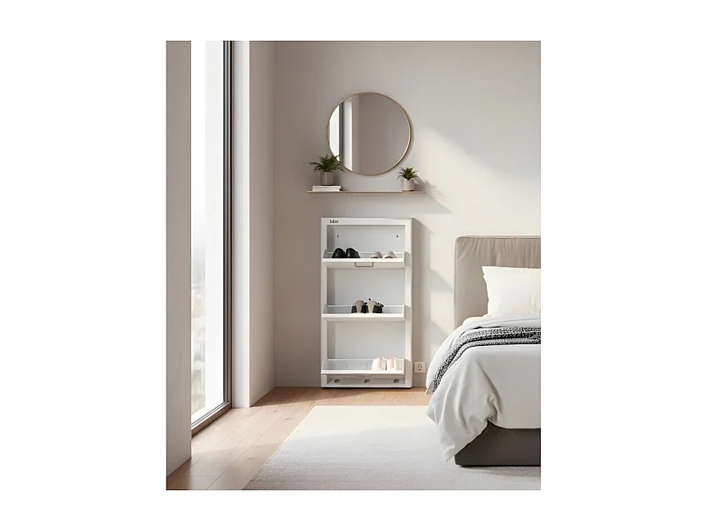 Scarpiera KIBO, 3 scomparti, per 9 Paia di Scarpe, bianco, nero o sabbia