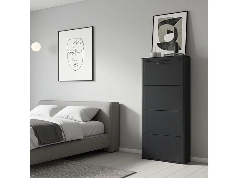 Meuble à chaussures KIBO 4 Compartiments, couleur blanc, noir ou sable