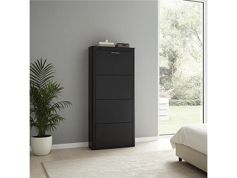 Meuble à chaussures KIBO 4 compartiments gain de place grande capacité jusqu'à 12 paires