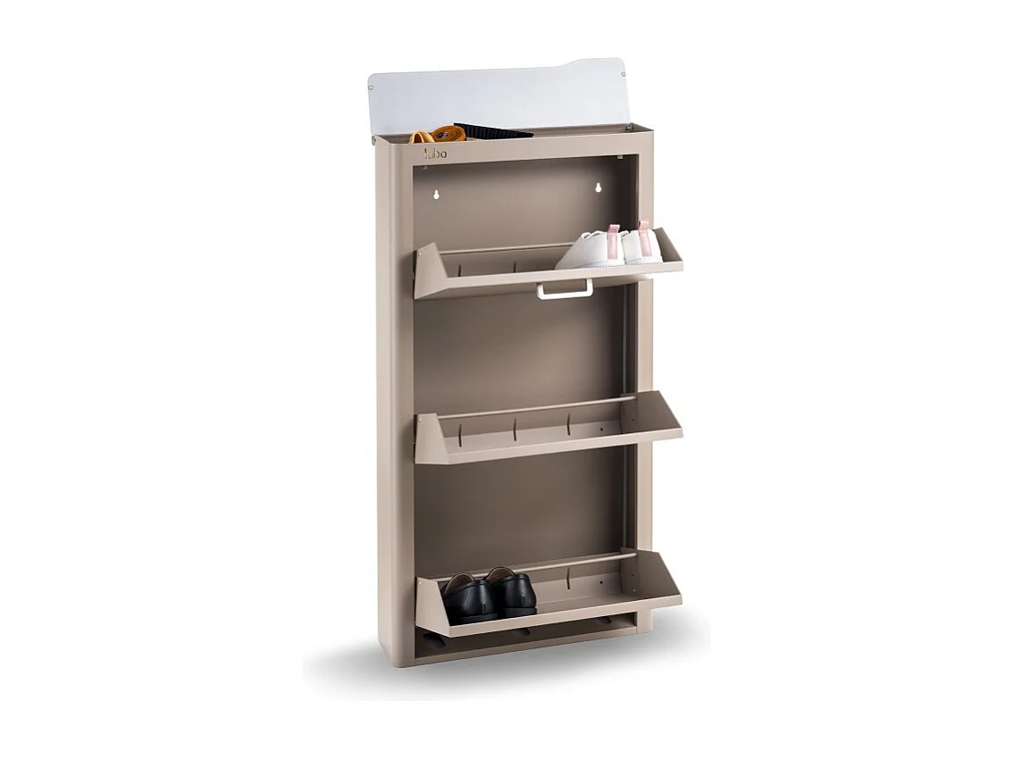 Scarpiera KIBO, 3 scomparti, per 9 Paia di Scarpe, bianco, nero o sabbia