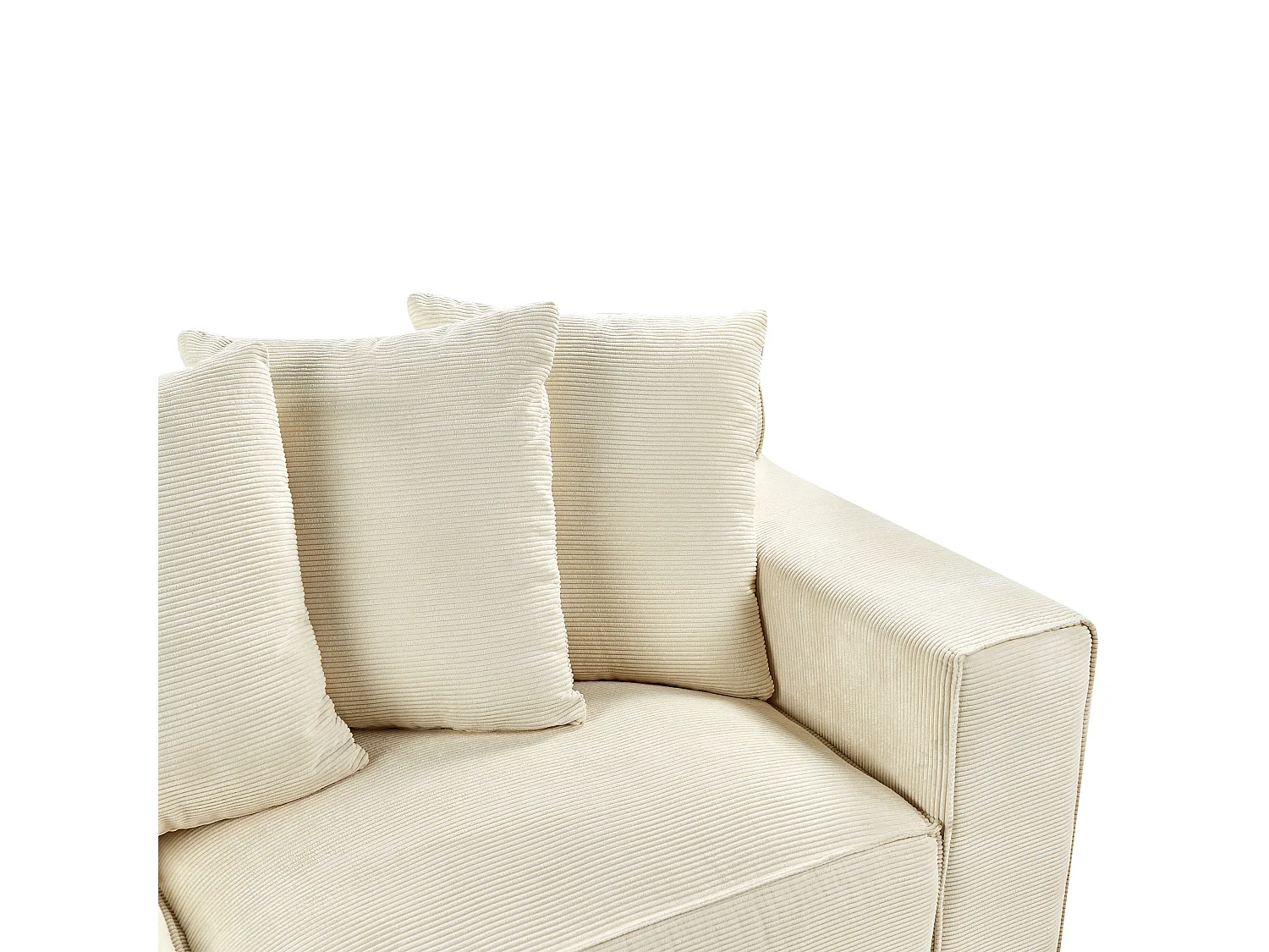 Canapé 3 places VISKAN Velours côtelé Beige clair