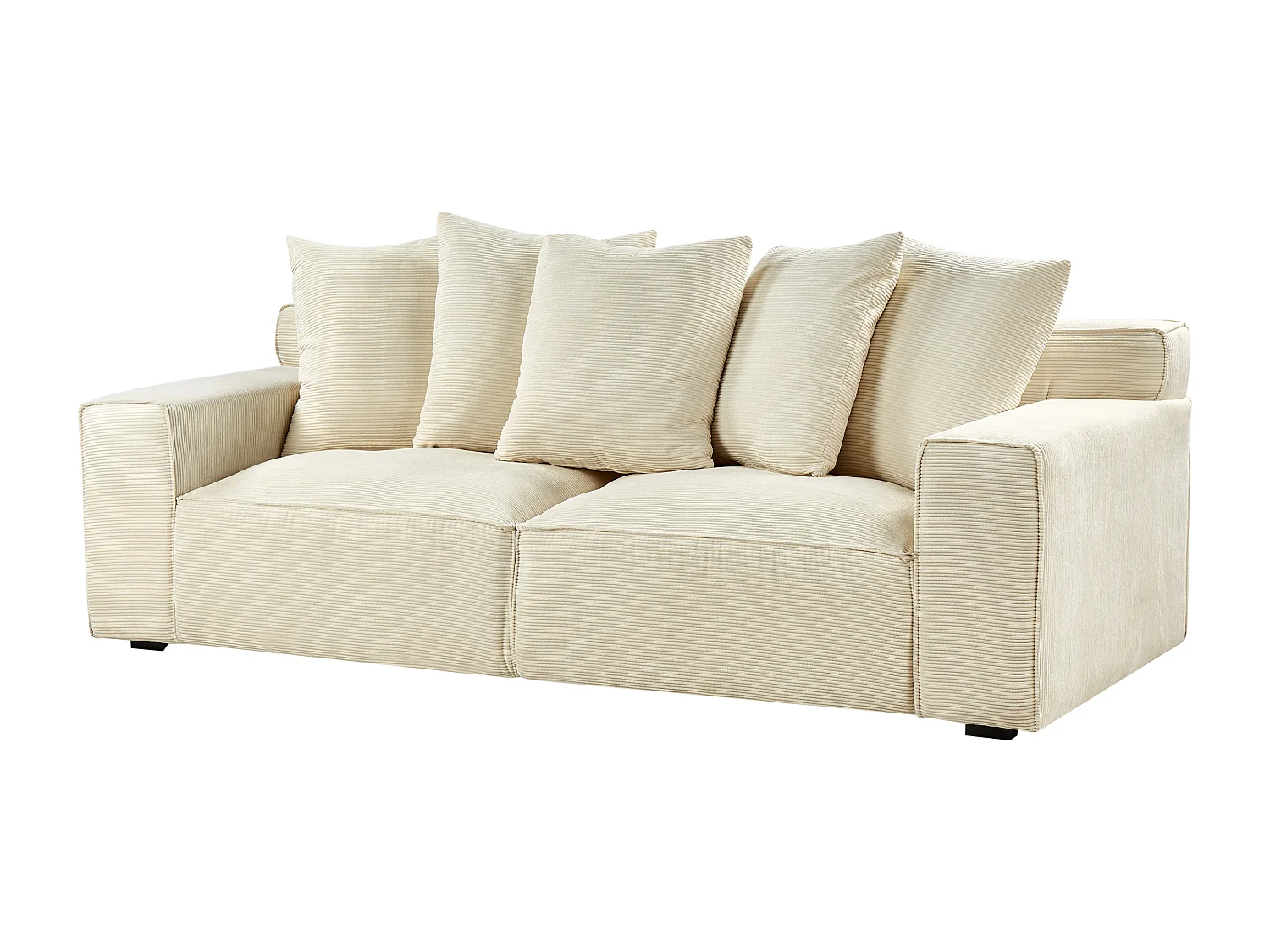 Canapé 3 places VISKAN Velours côtelé Beige clair