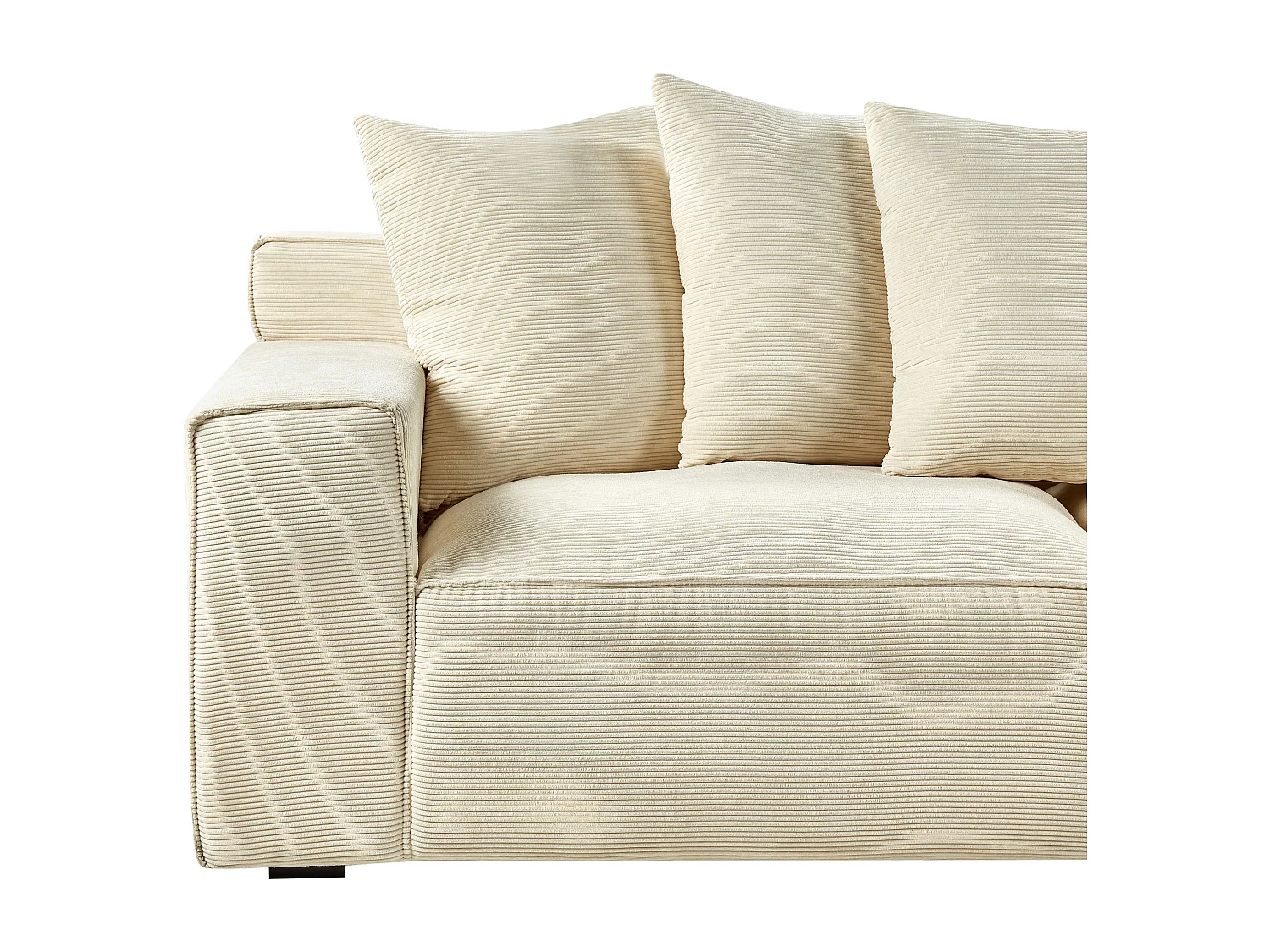 Canapé 3 places VISKAN Velours côtelé Beige clair