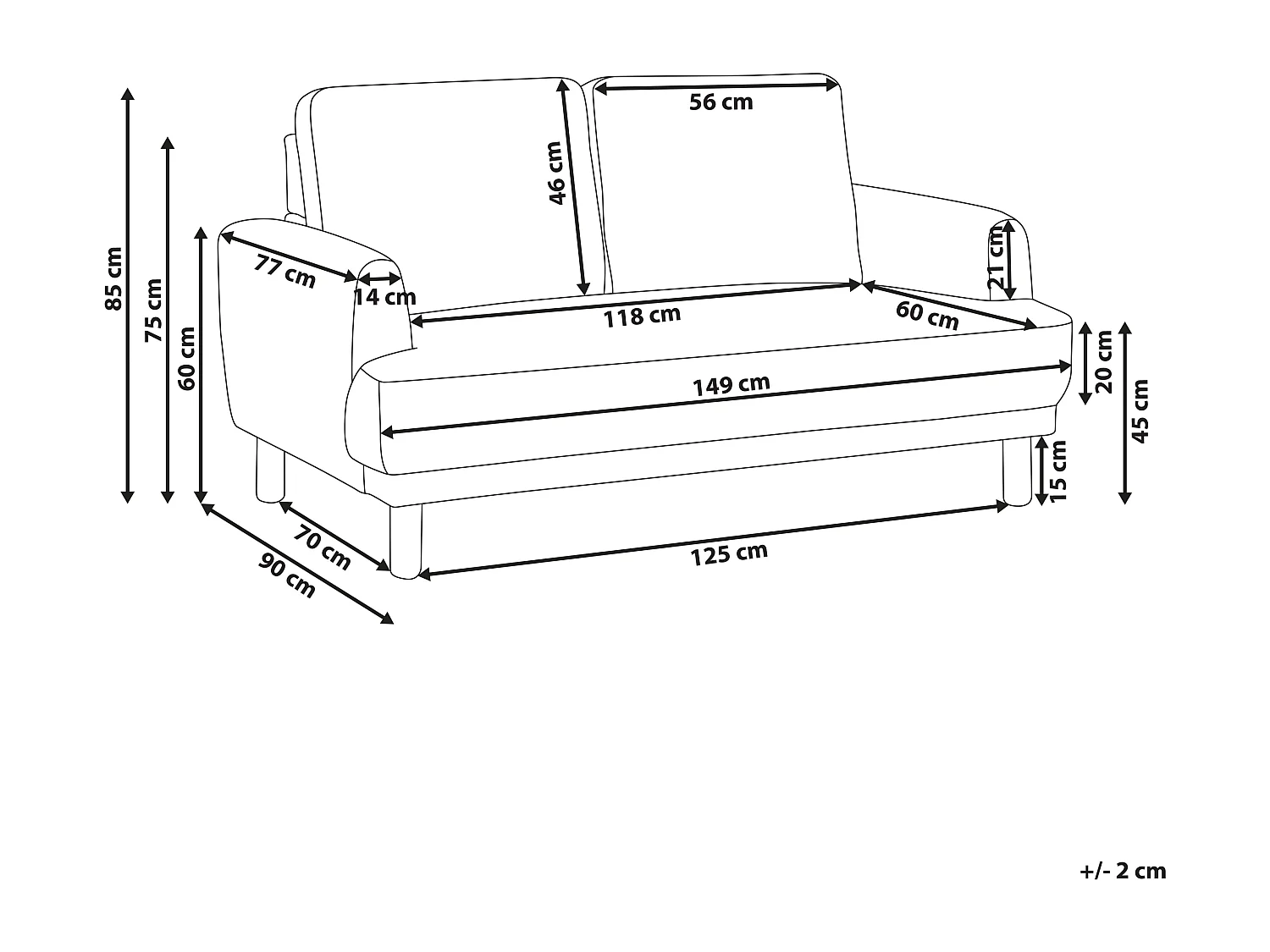 Bank TUVE Bouclé Wit 2-zitter