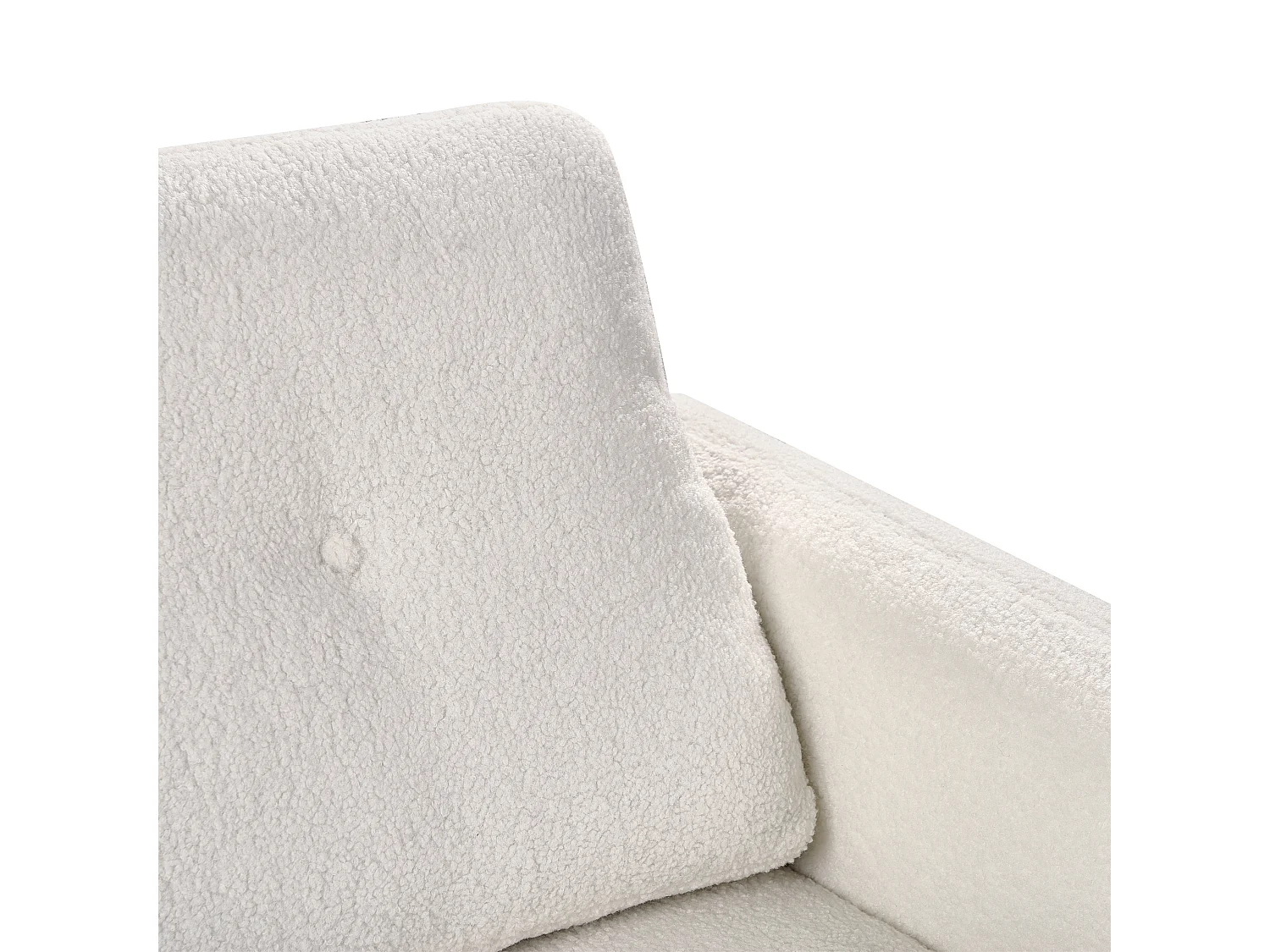 3-Sitzer Sofa Bouclé weiß mit hohen Holzbeinen Armlehnen Knöpfe Retro Stil Tuve