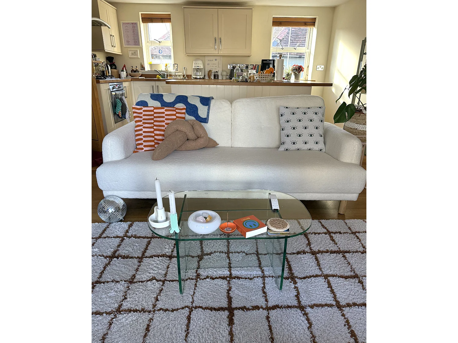 Sofa TUVE Bouclé Weiss 3-Sitzer