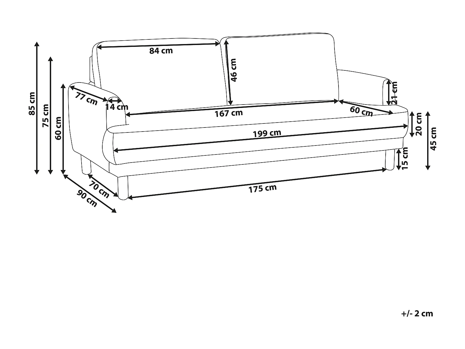 Sofá TUVE Bouclé Branco 3 lugares