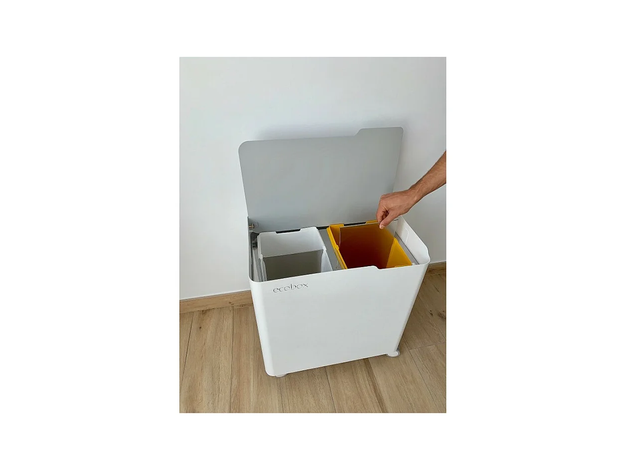 Poubelle pour tri sélectif modulable, fermeture douce, 40 litres, ECOBOX-TOP