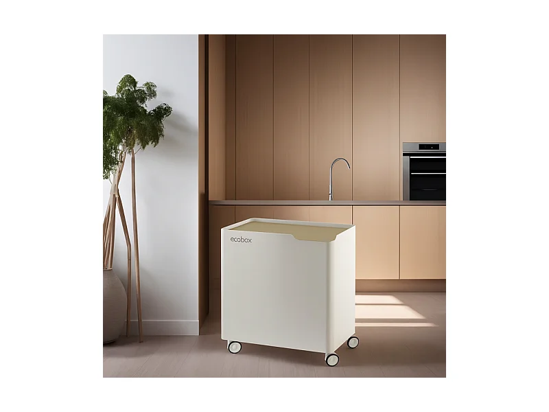 DON HIERRO - Cubo de basura reciclaje ECOBOX, con ruedas y cierre suave, 60 litros-