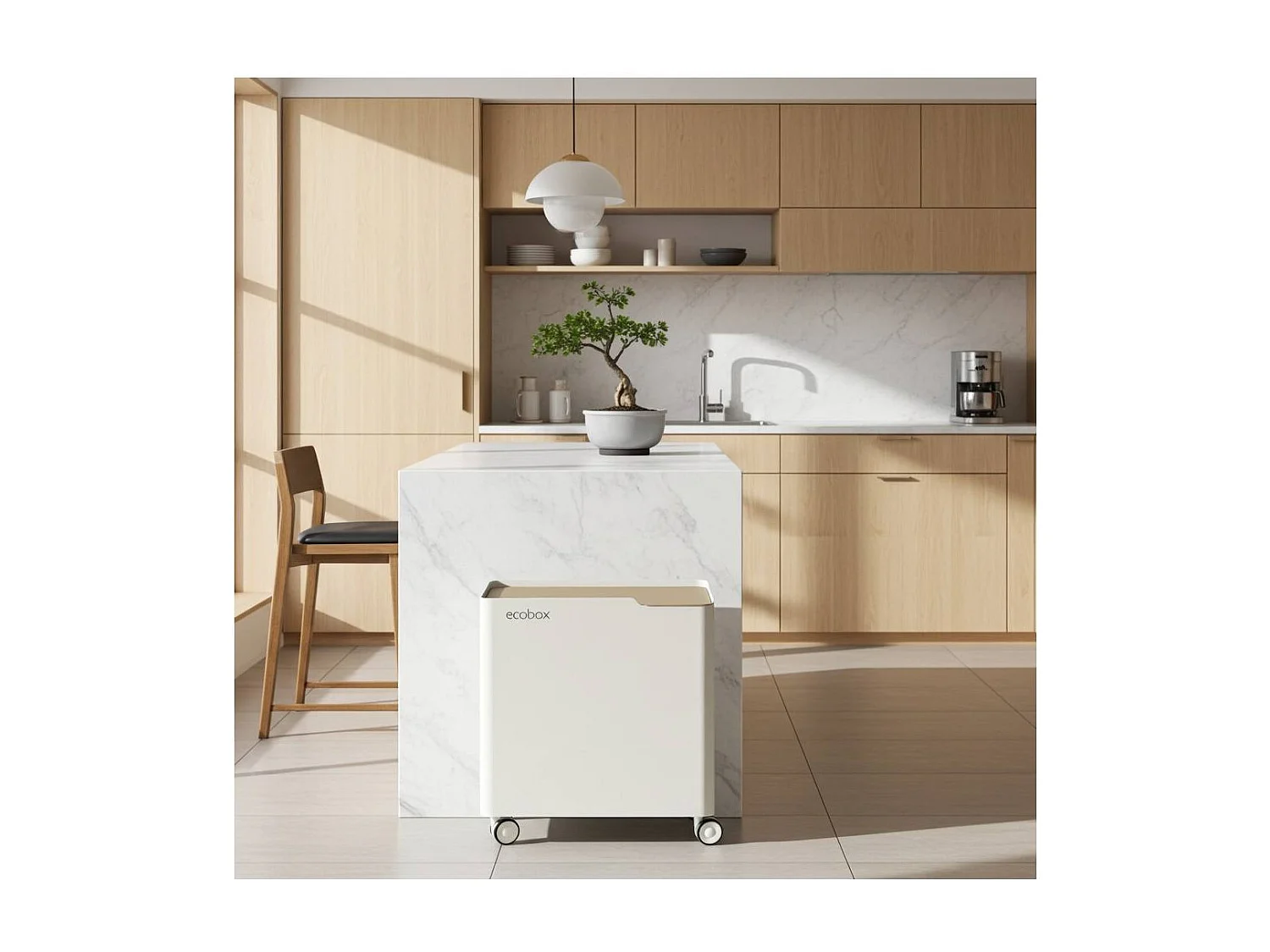 DON HIERRO - Cubo de basura reciclaje ECOBOX, con ruedas y cierre suave, 60 litros-