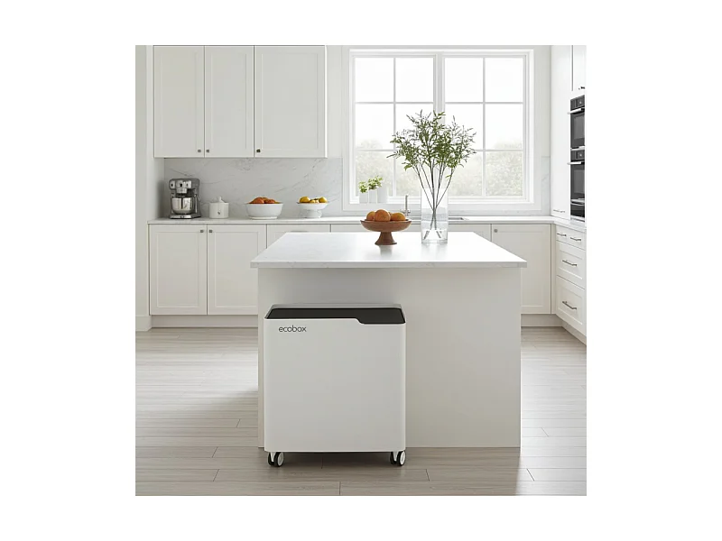 Poubelle de tri 60 L design, intérieure, roulettes et fermeture douce, ECOBOX