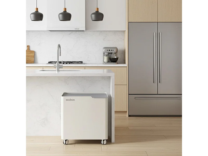 Poubelle de tri 60 L design, intérieure, roulettes et fermeture douce, ECOBOX