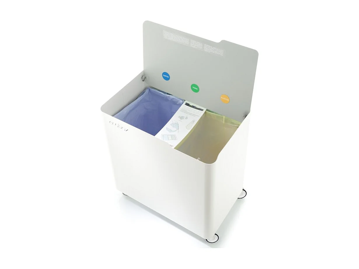 Pattumiera per raccolta differenziata con ruote, soft-close - ECOBOX 60 L