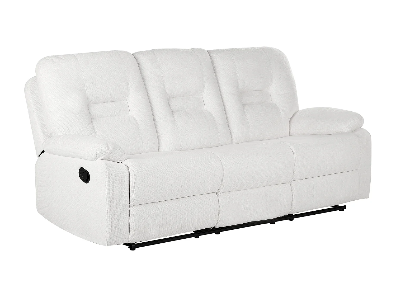 Canapé relax manuel 3 places BERGEN Tissu Blanc