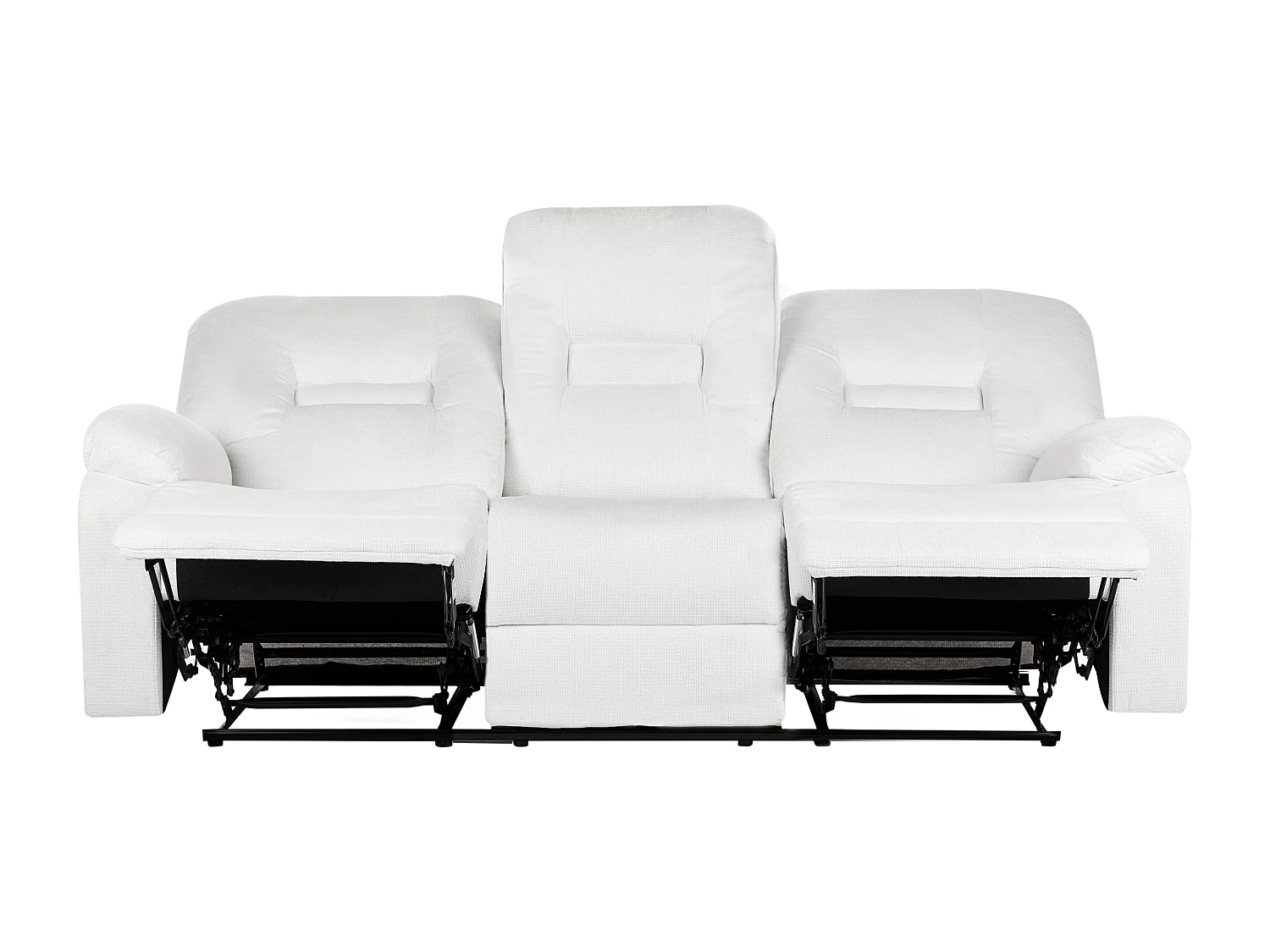 Canapé relax manuel 3 places BERGEN Tissu Blanc