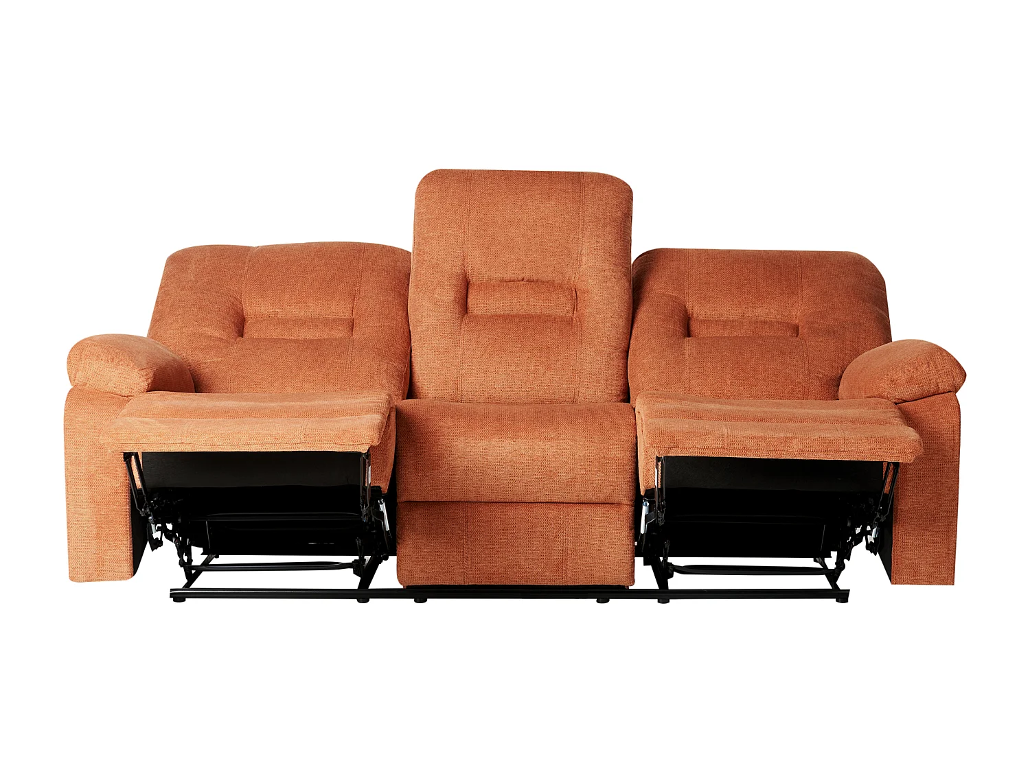 Sofá reclinável manual BERGEN Tecido Laranja 3 lugares