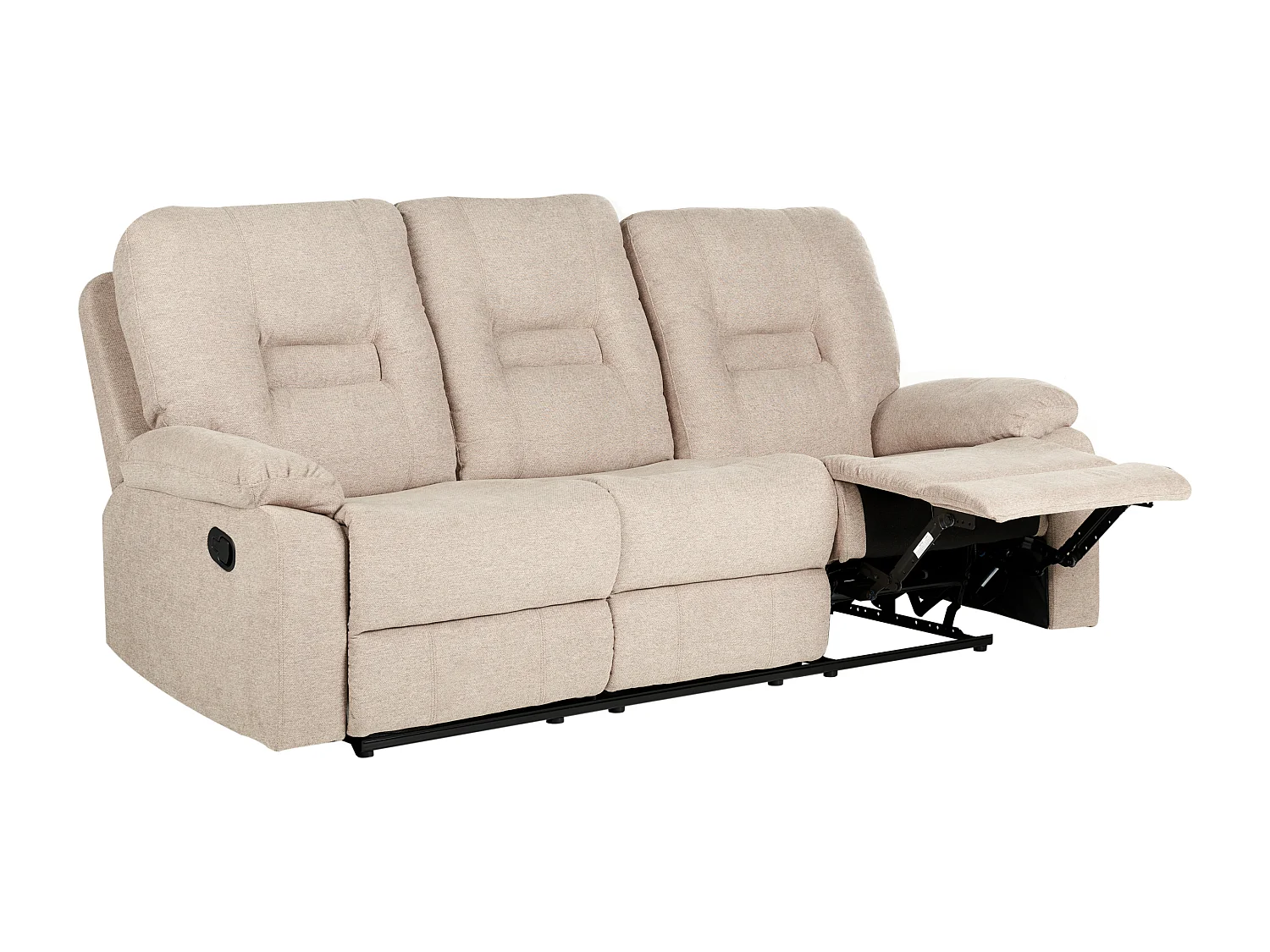 3-Sitzer Sofa mit Liegefunktion Stoff beige manuell verstellbar Bergen