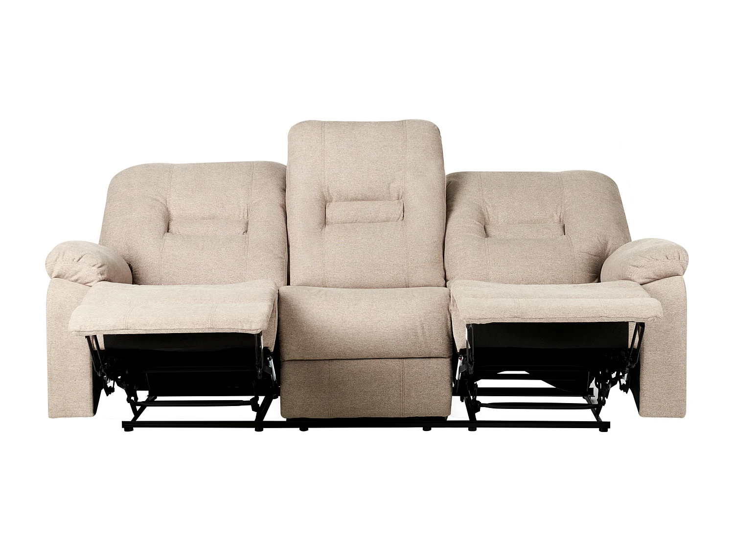 3-Sitzer Sofa mit Liegefunktion Stoff beige manuell verstellbar Bergen