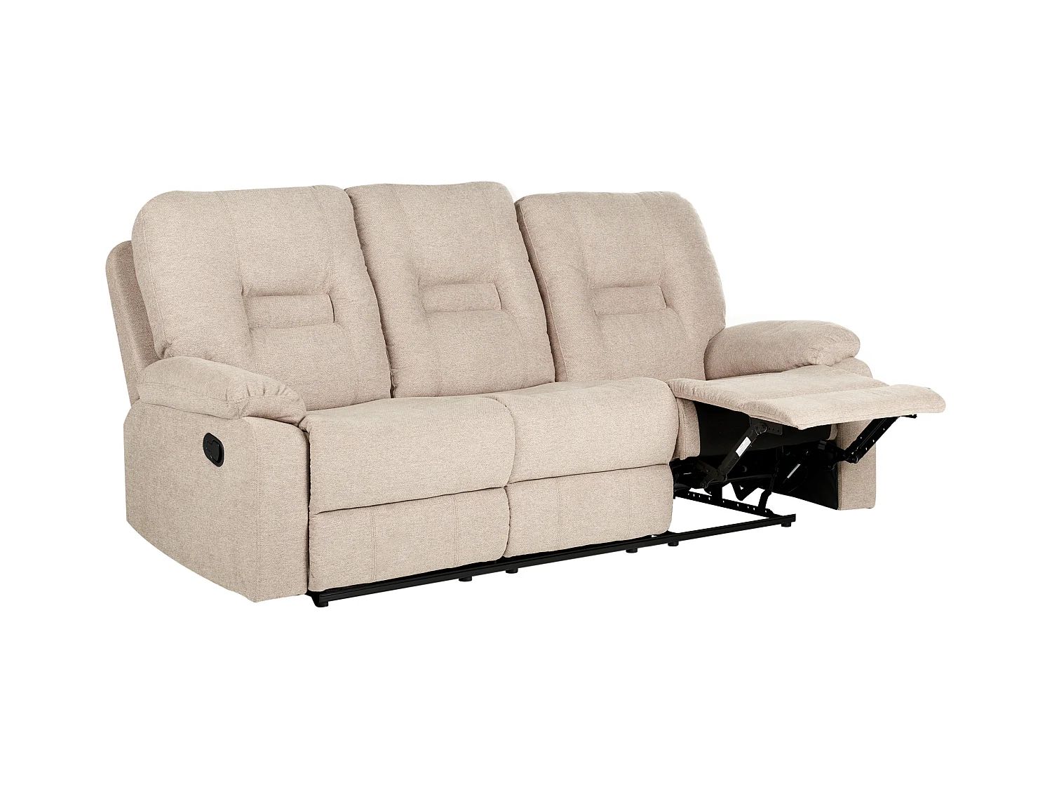 Canapé relax manuel 3 places BERGEN Tissu Beige