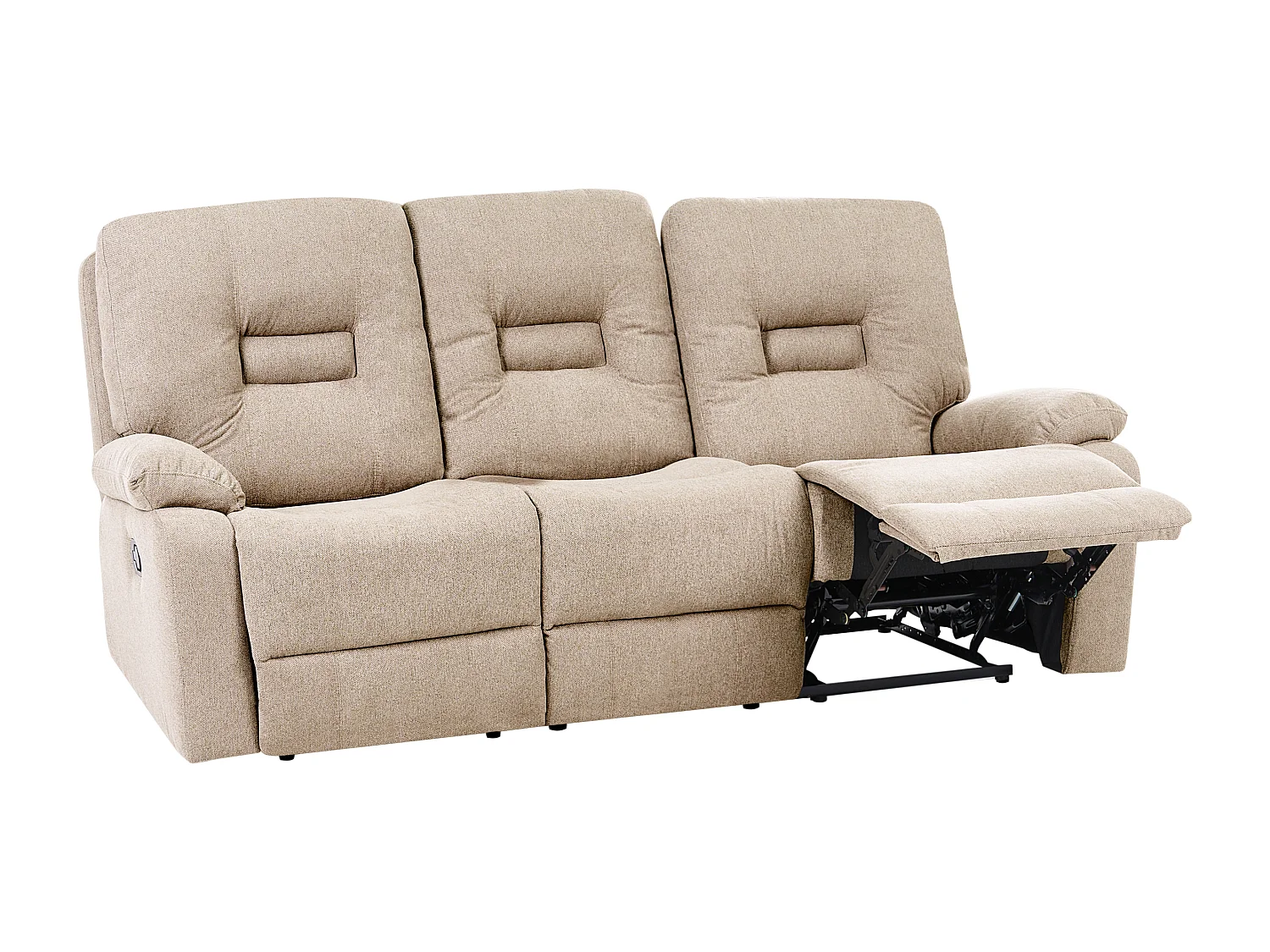 Canapé relax manuel 3 places BERGEN Tissu Beige