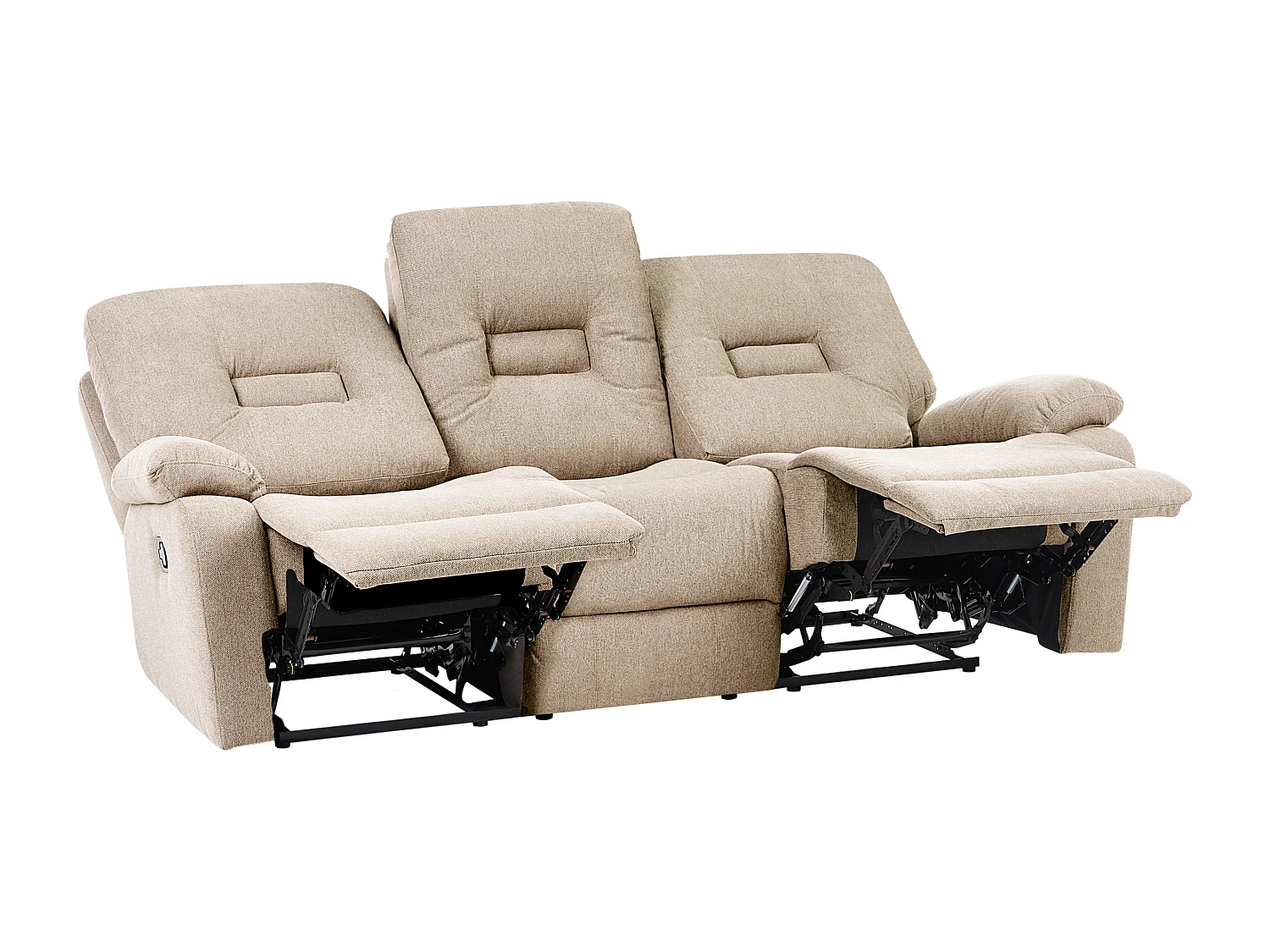 Canapé relax manuel 3 places BERGEN Tissu Beige