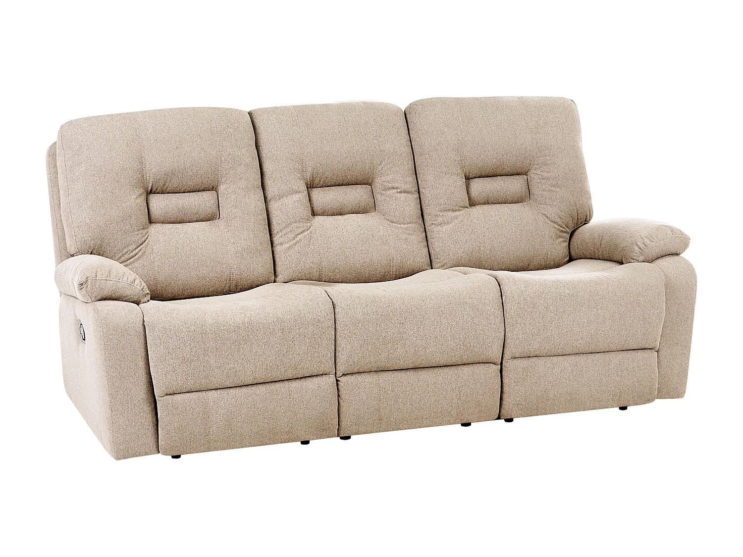 Canapé relax manuel 3 places BERGEN Tissu Beige