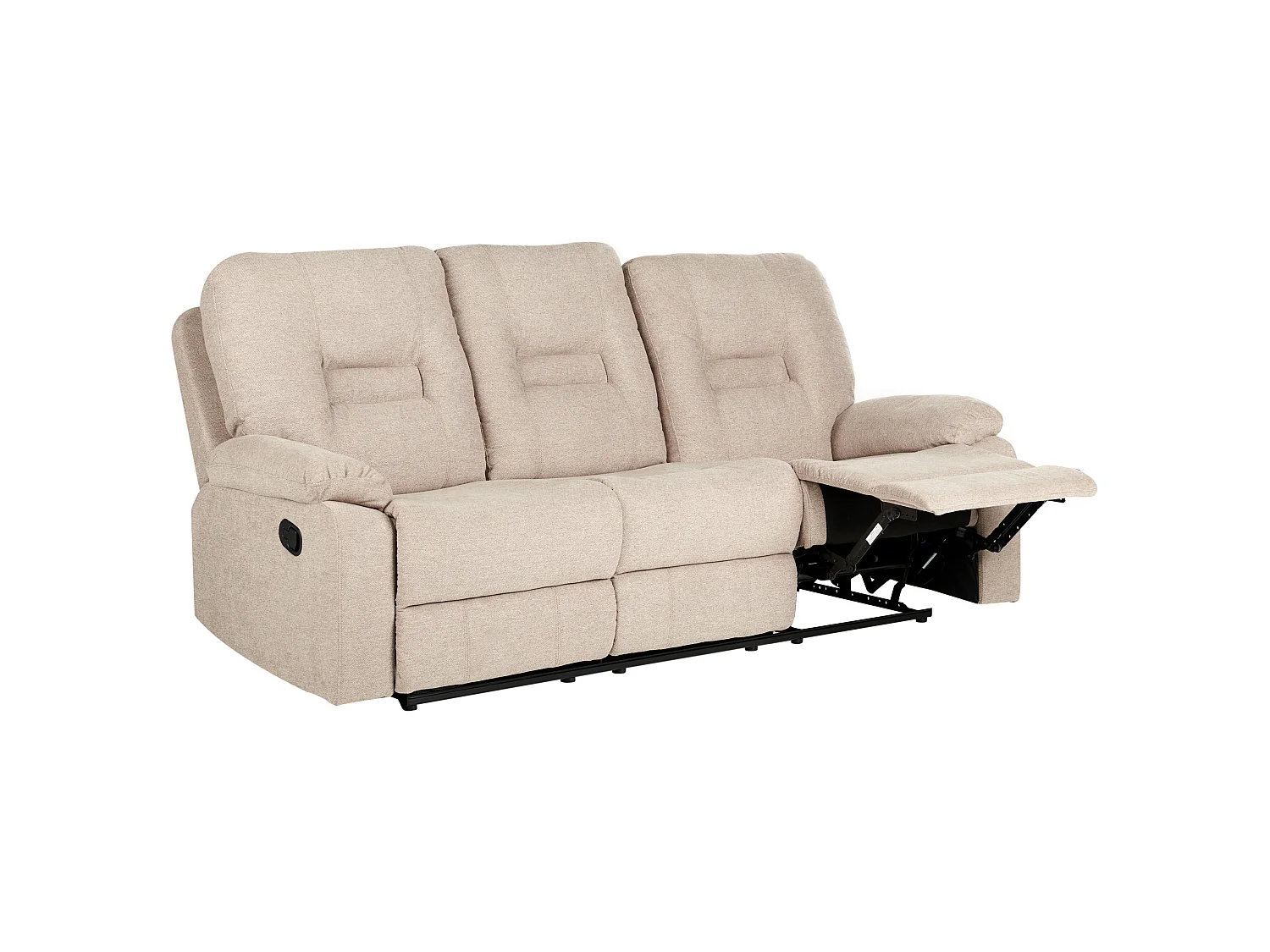 Canapé relax manuel BERGEN Tissu Beige 3 places