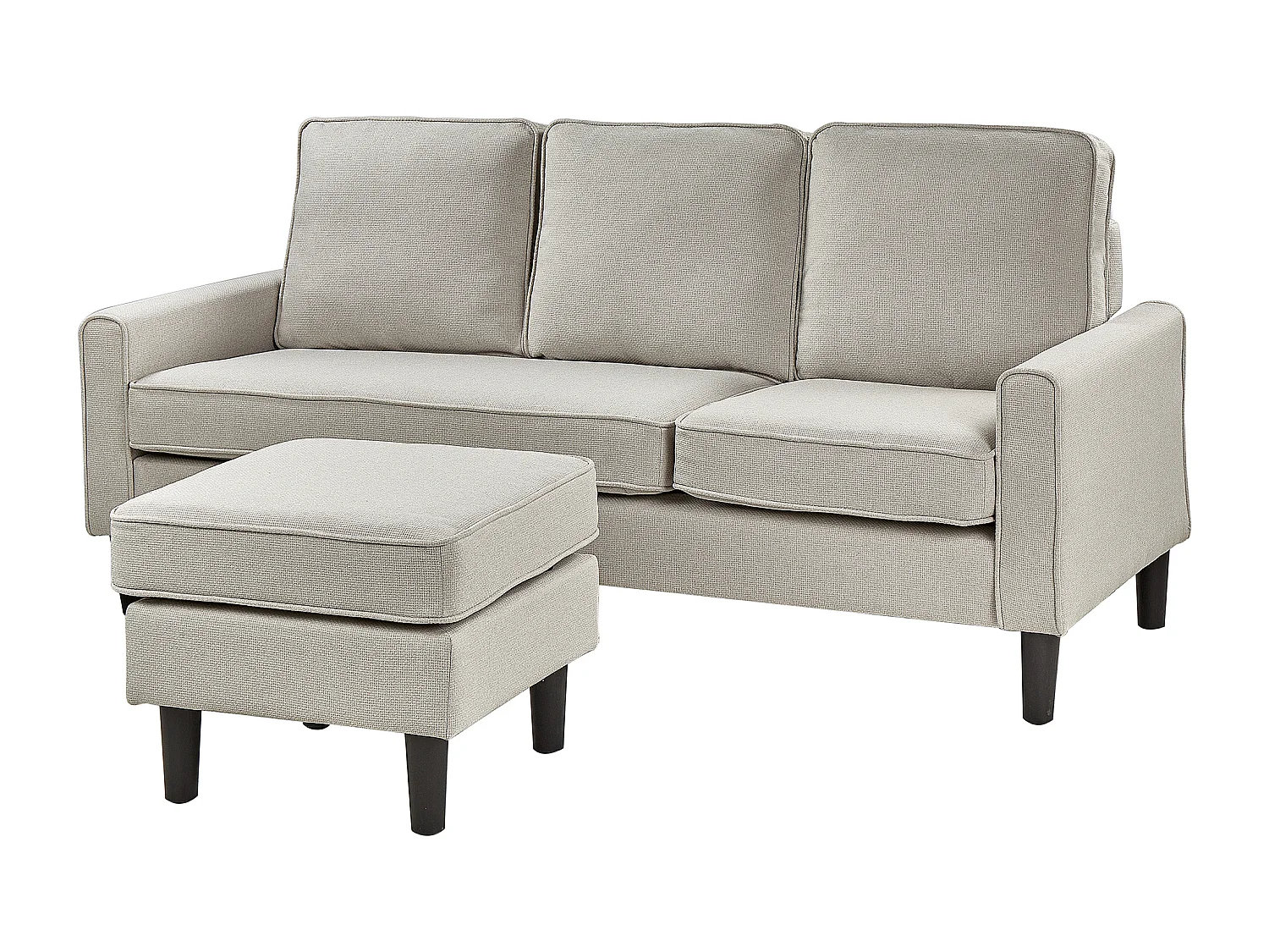 Canapé 3 places AVESTA Tissu Blanc cassé avec ottoman