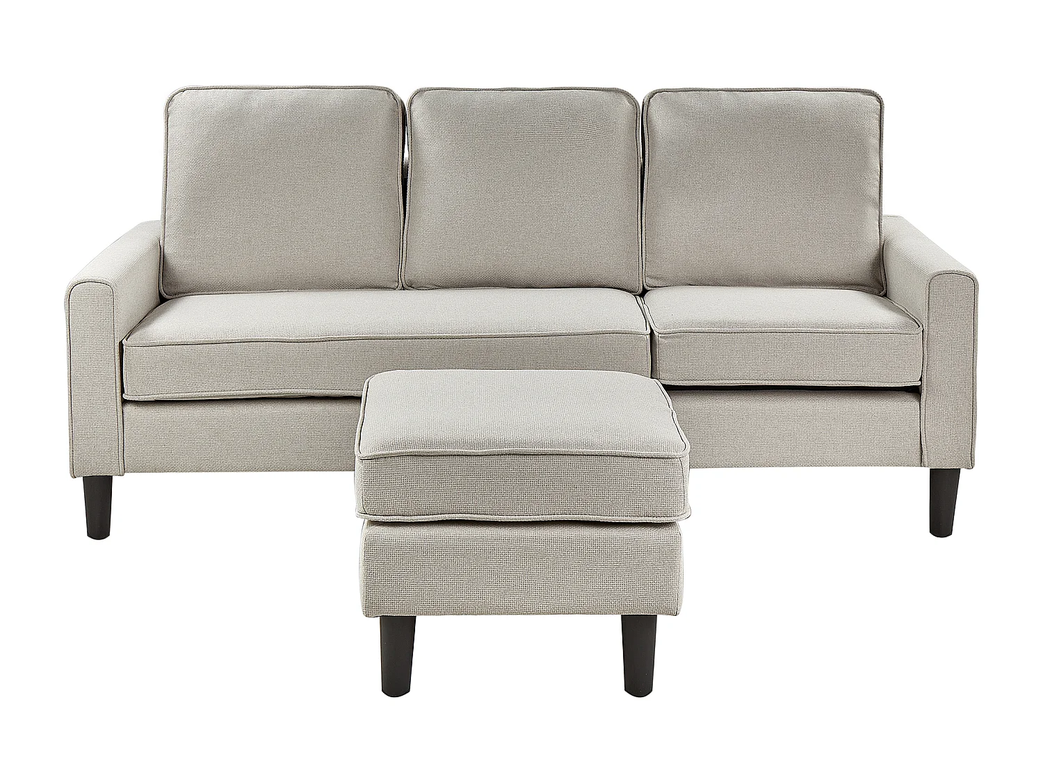 Canapé 3 places AVESTA Tissu Blanc cassé avec ottoman