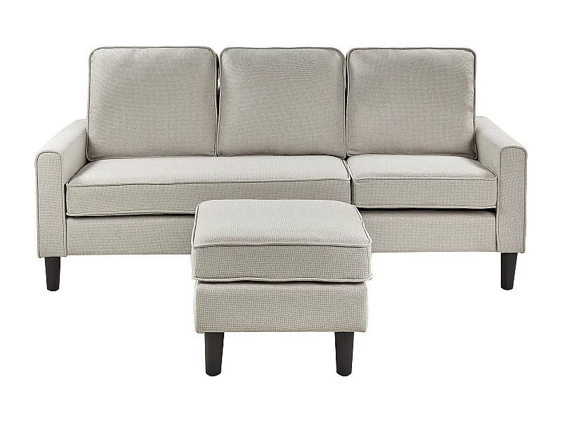 Divano AVESTA Tessuto Bianco sporco con ottomana 3 posti