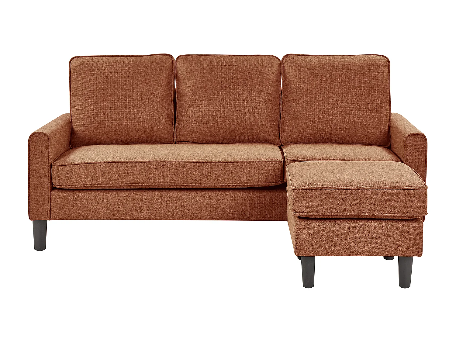 Sofa AVESTA Stoff Goldbraun mit Ottomane 3-Sitzer