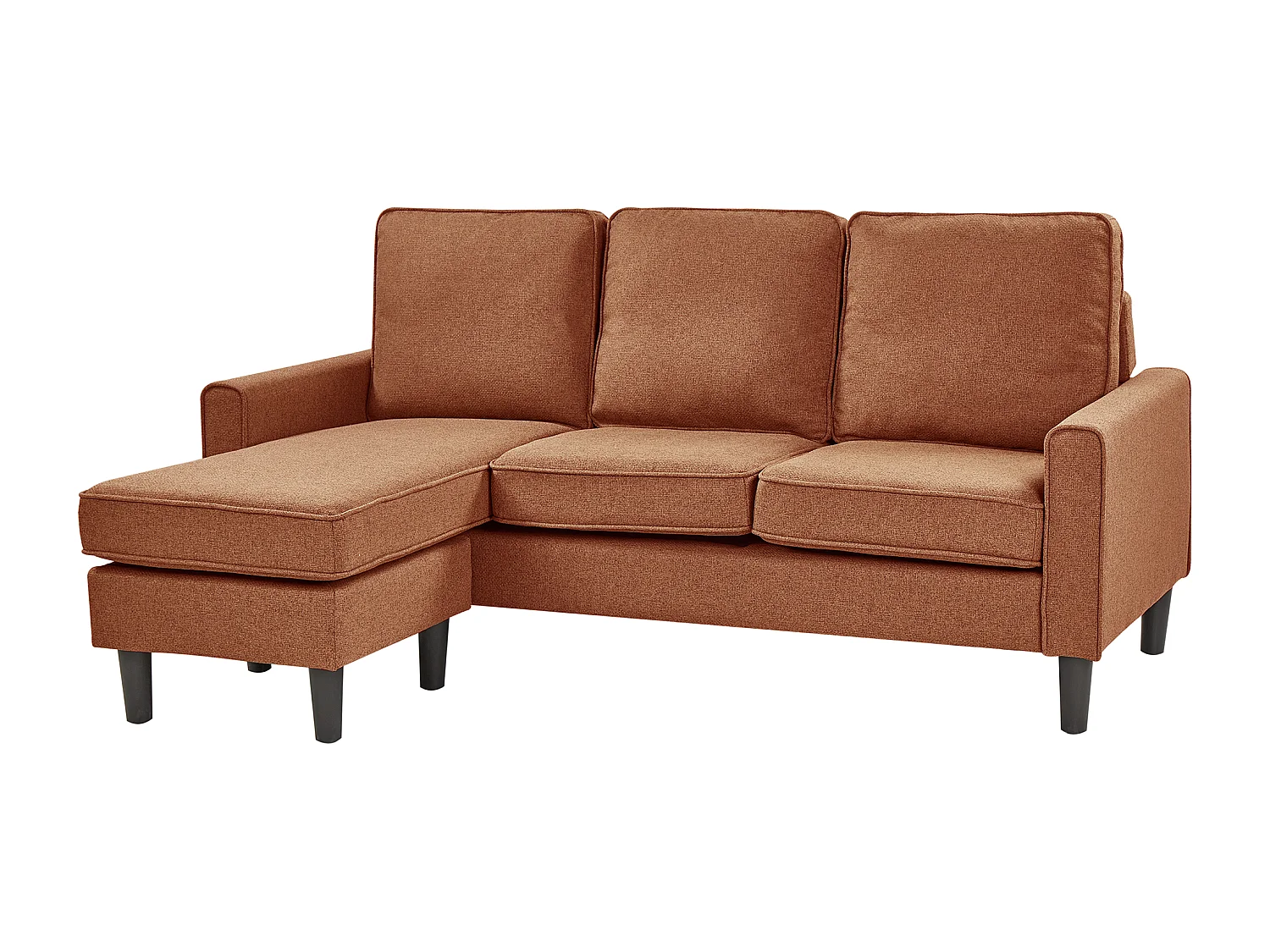 Sofa AVESTA Stoff Goldbraun mit Ottomane 3-Sitzer