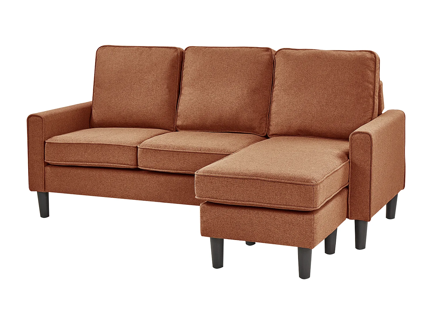 Sofa AVESTA Stoff Goldbraun mit Ottomane 3-Sitzer