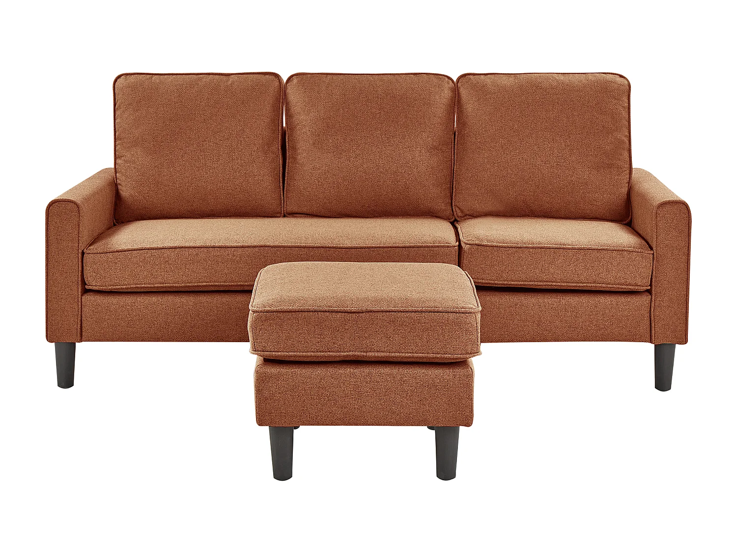 Sofá AVESTA Tela Marrón dorado con otomana 3 plazas