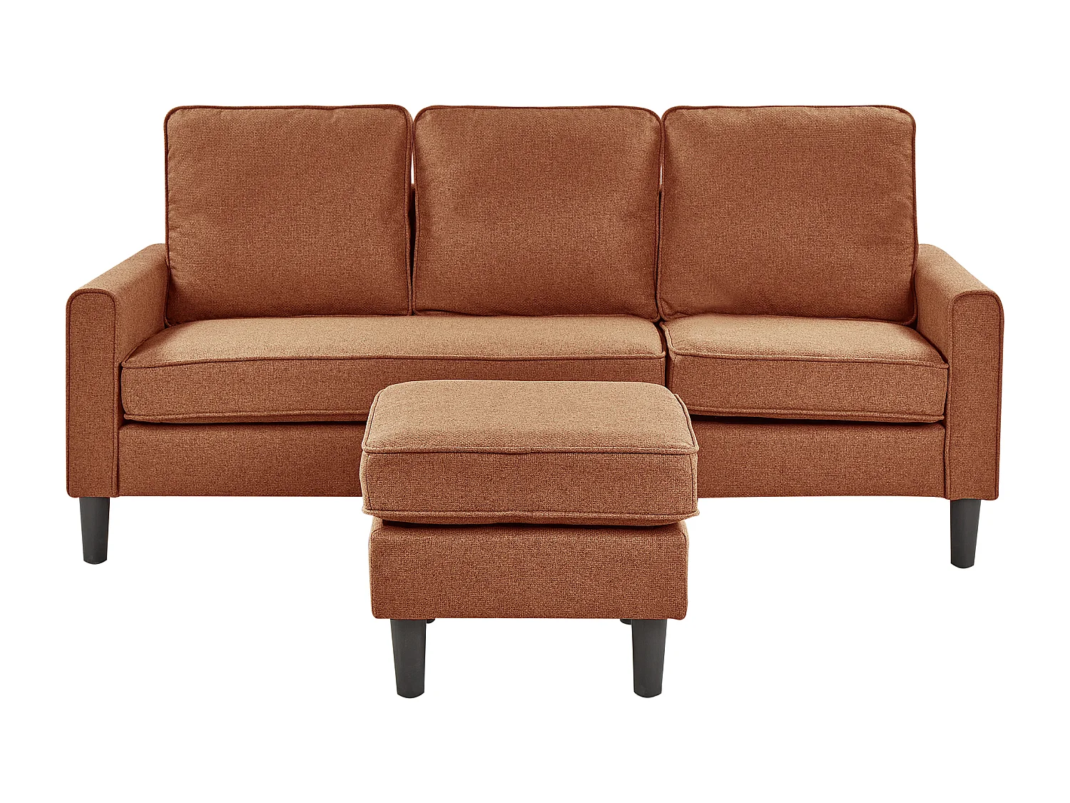 Canapé 3 places AVESTA Tissu Marron doré avec ottoman