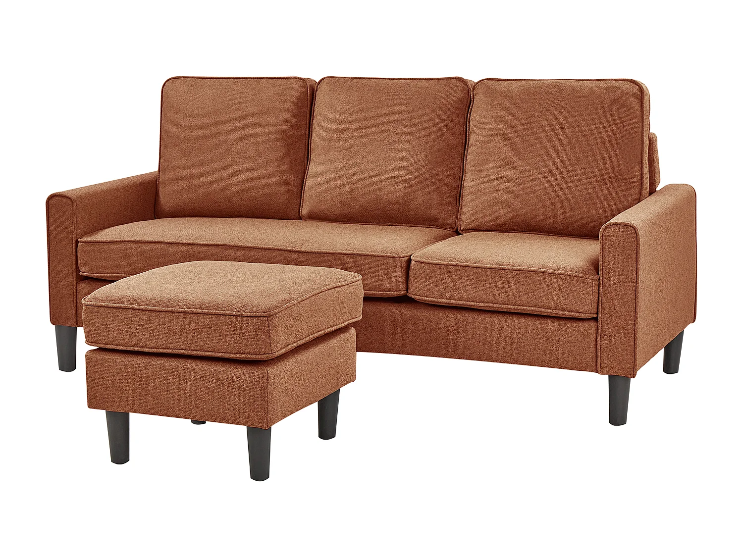 Canapé 3 places AVESTA Tissu Marron doré avec ottoman