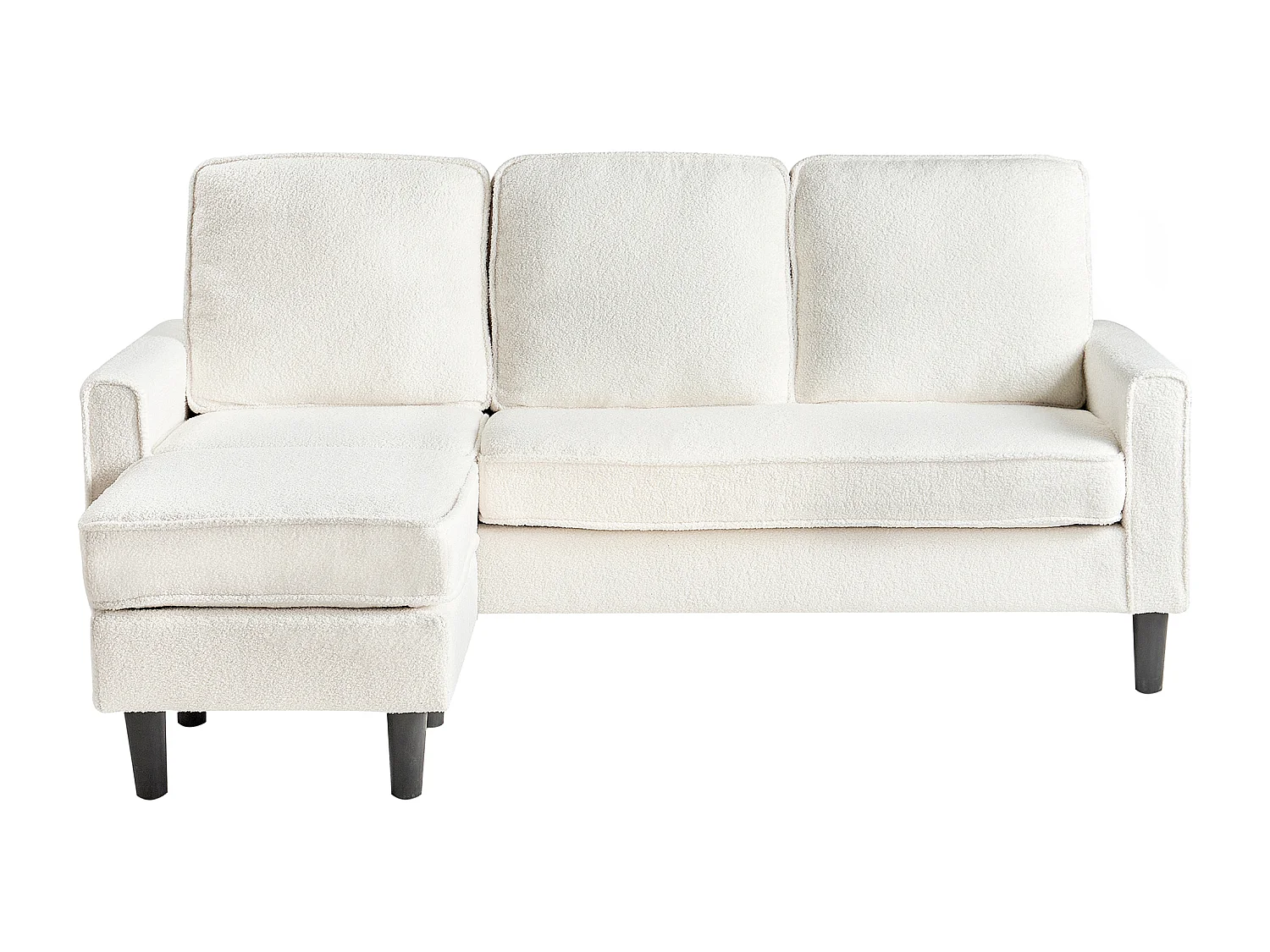 Canapé 3 places AVESTA Bouclé Blanc avec ottoman