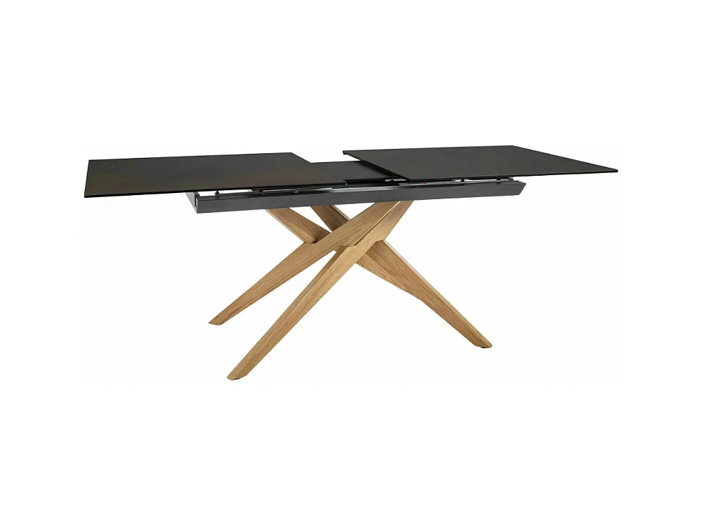 Mesa de diseño de cerámica bronce - 180/230 cm - patas de madera - Viani