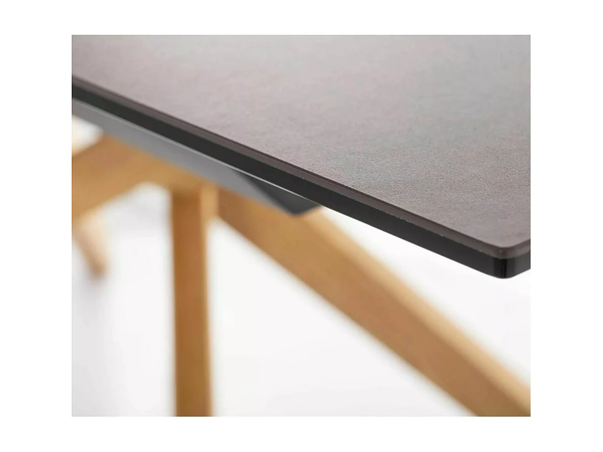 Mesa de diseño de cerámica bronce - 180/230 cm - patas de madera - Viani