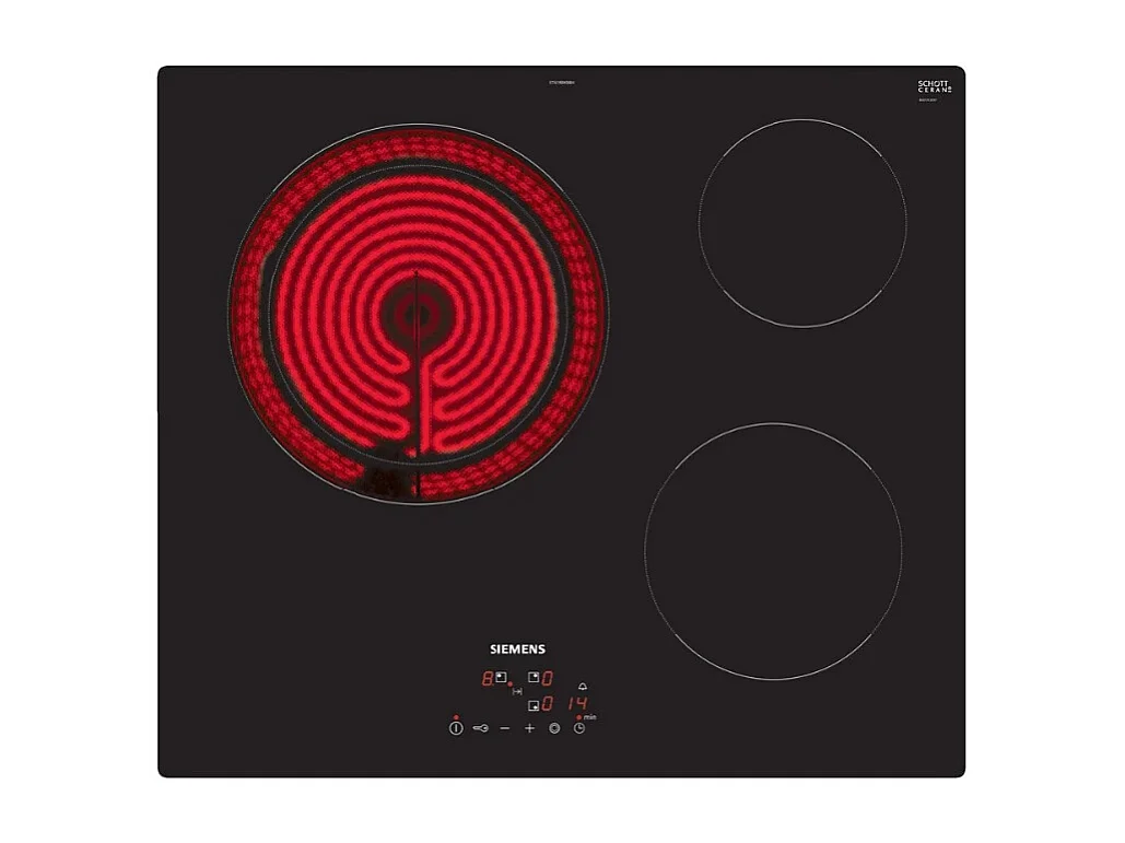 Siemens Table de cuisson vitrocéramique 60cm 3 feux 5700w noir - ET61RBKB8H