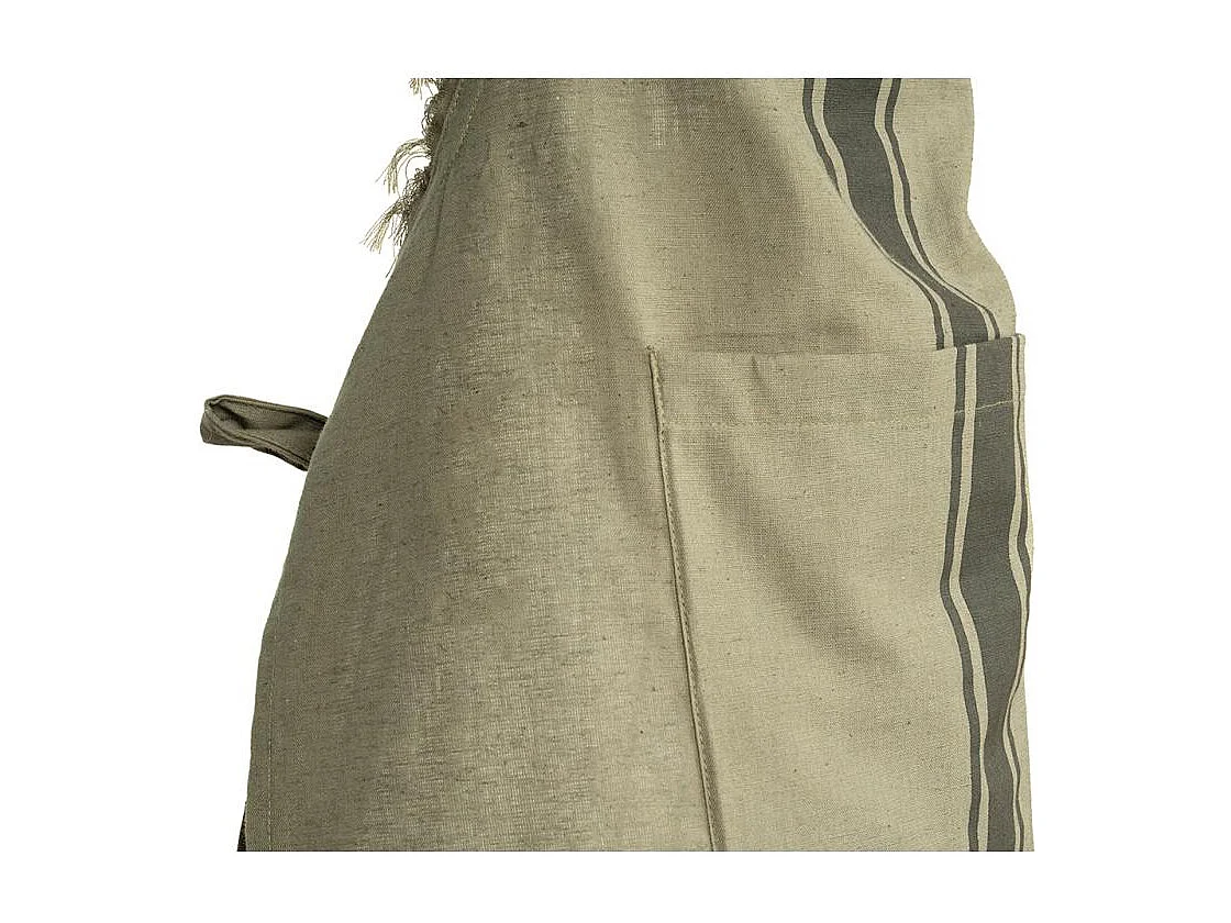 Tablier en coton et flex Kaki / Gris