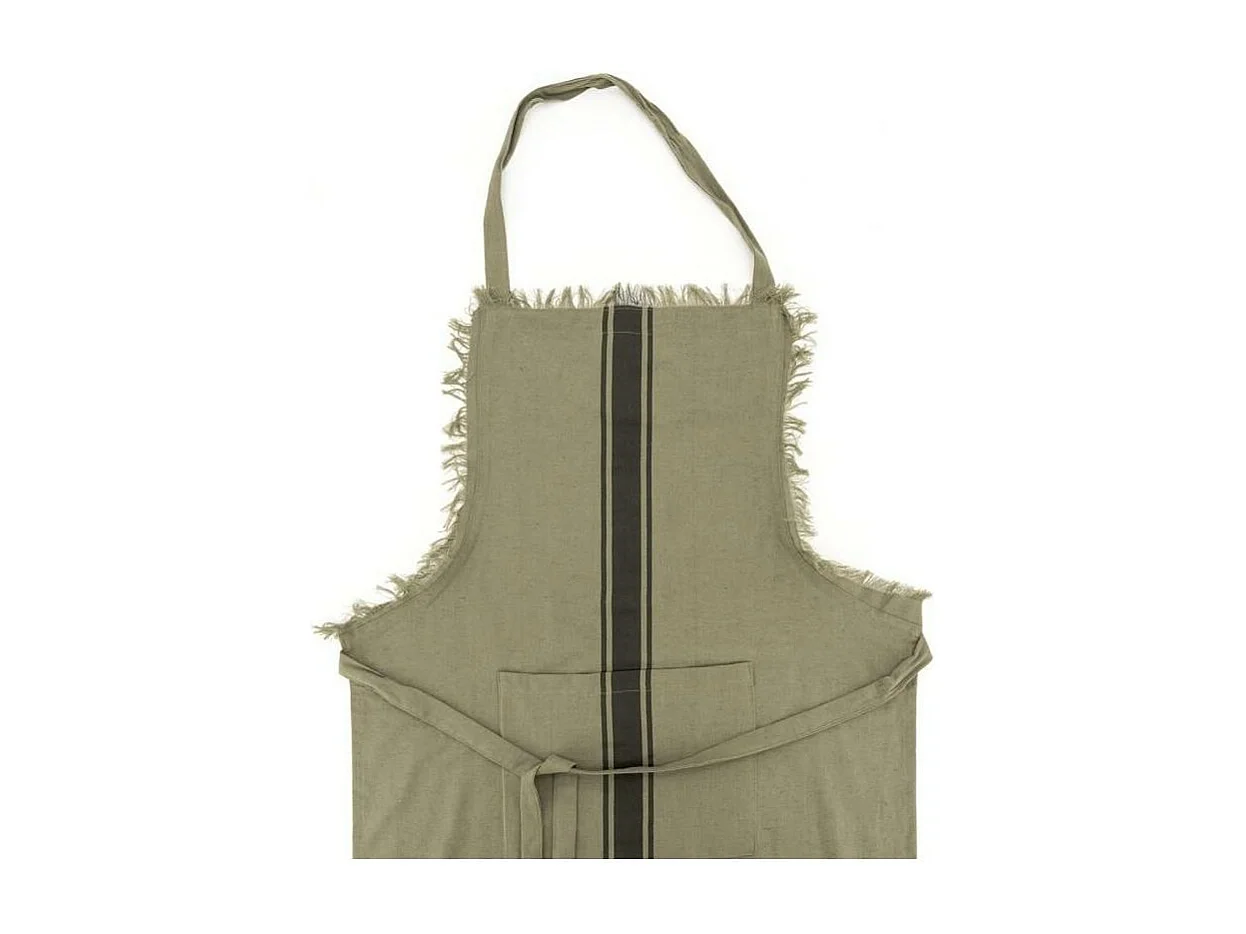 Tablier en coton et flex Kaki / Gris