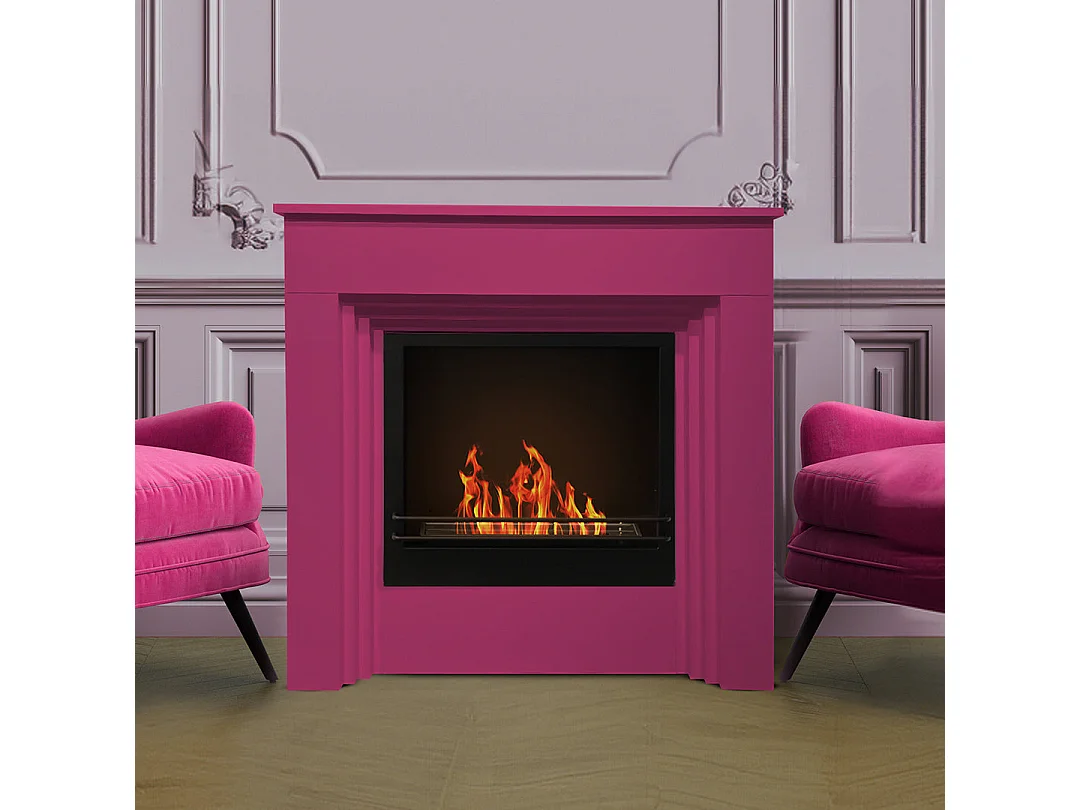 Cheminée bioéthanol sol coloré biocheminée BELLINI Fuchsia 4010 L96xP35xH96