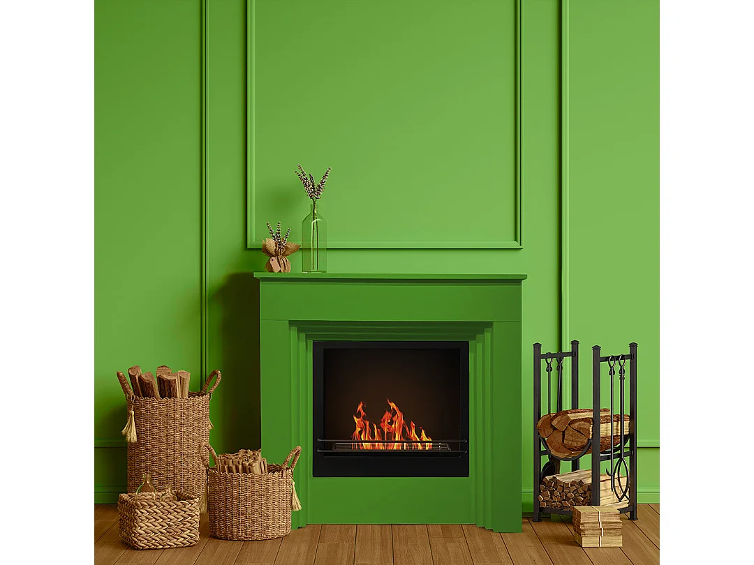 Cheminée bioéthanol sol coloré biocheminée BELLINI Vert 6018 L96xP35xH96