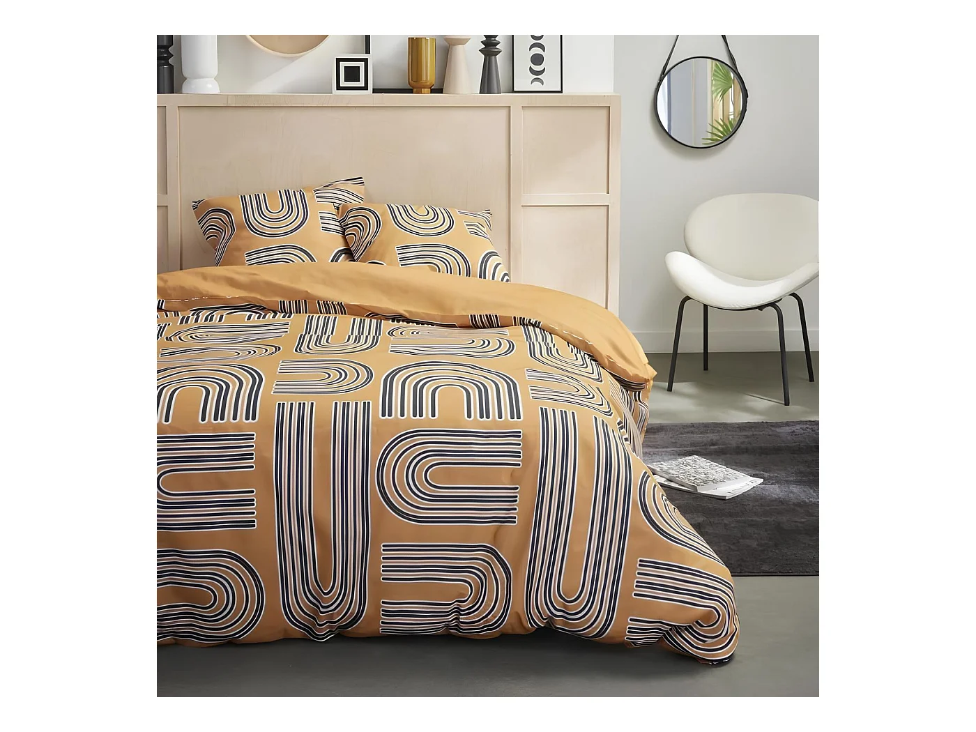 Parure de lit 2 personnes 100% coton imprimé, 220x240 cm, modèle Sunshine 16.11, Today