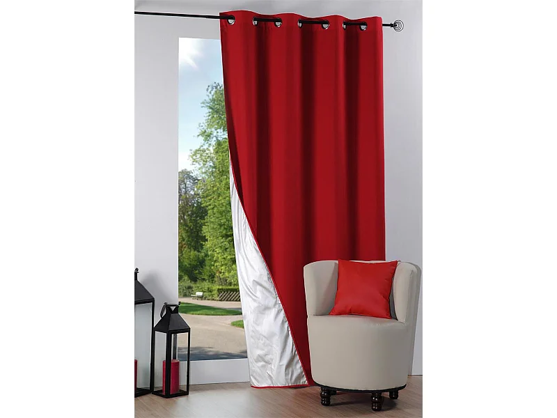 Cortina aislante con ojetes forrada