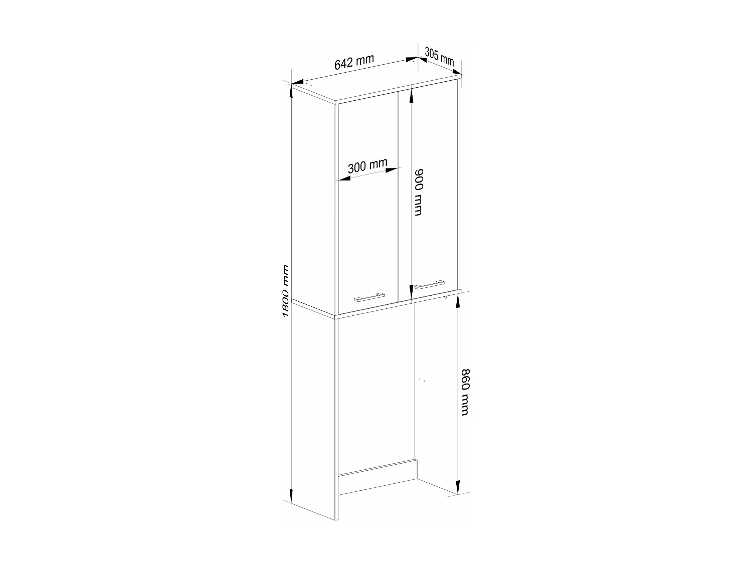 meuble machine a laver 2 portes 4 étagères 180x64x30 cm blanc- porte bois