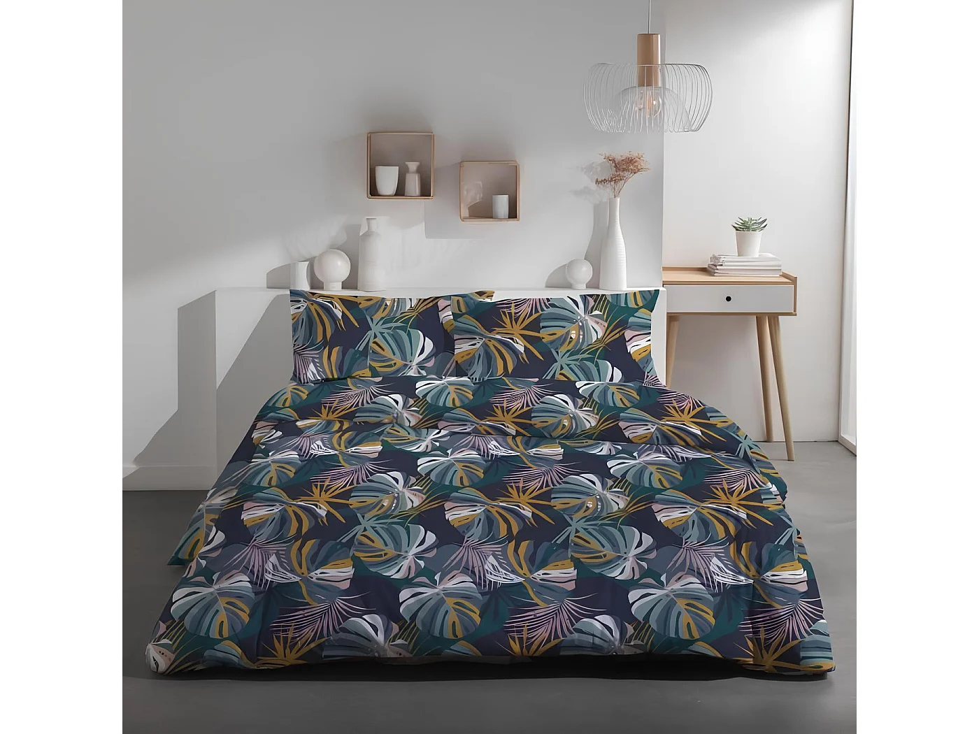 Parure de lit 2 personnes en coton imprimé 220x240cm, Sunshine